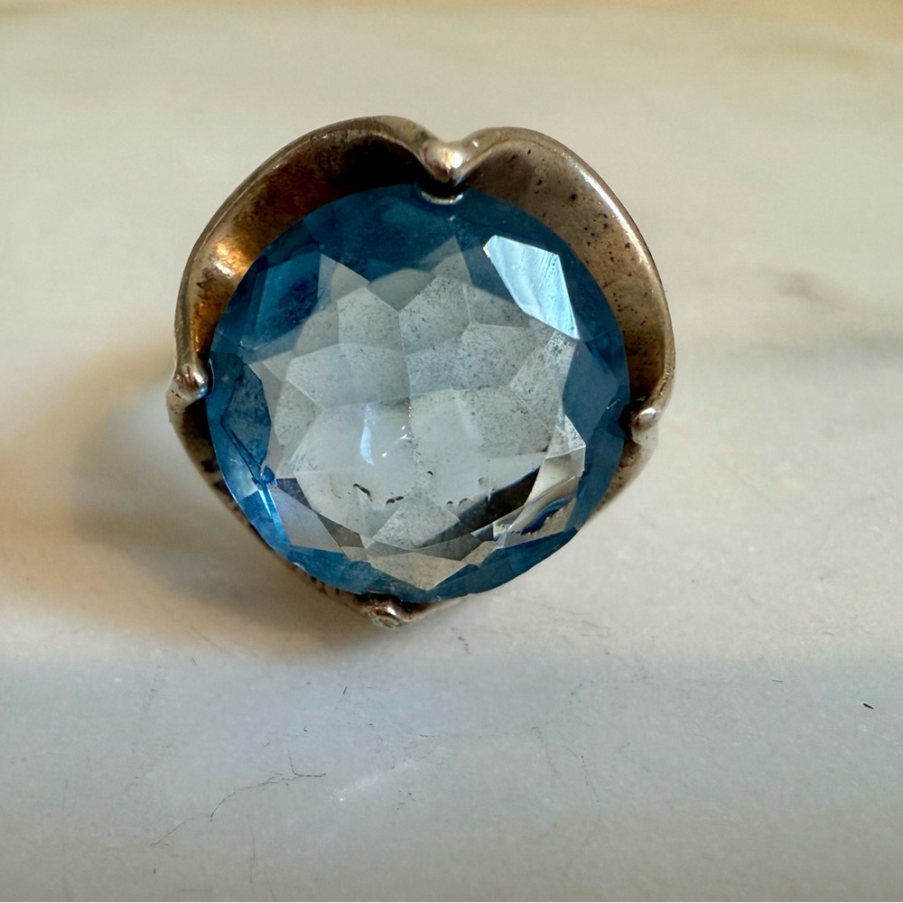 Blue Topaz Sterling Mexican 925 Silver Ring